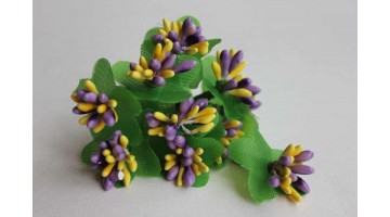 Тычинки в букетике жёлто-фиолетовые, 10 шт