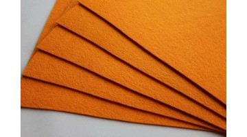Фетр жёсткий оранжевый 3мм, 49*49см, лист