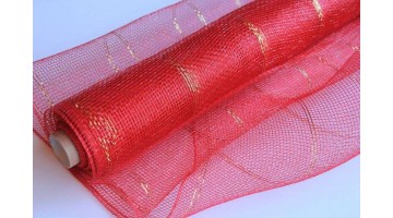 Сетка с зол полосой 53см х 6,5м красная, рулон