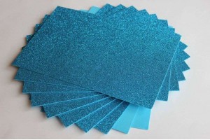 Глиттерный фоамиран EVA голубой 2мм, 20*30см, лист 