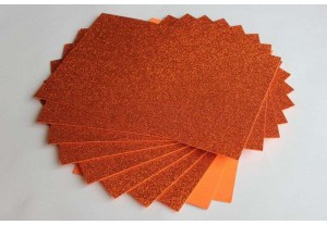 Глиттерный фоамиран EVA оранжевый 2мм, 20*30см, лист 