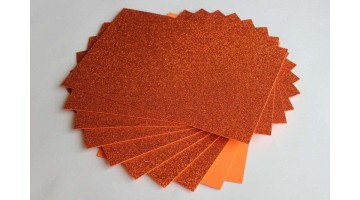 Глиттерный фоамиран EVA оранжевый 2мм, 20*30см, лист 