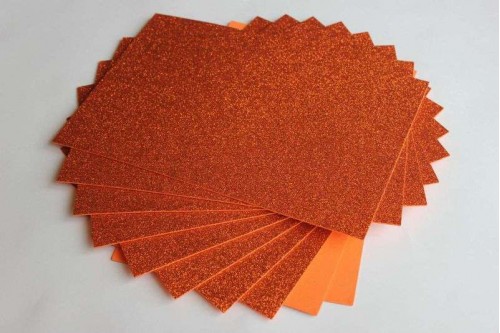 Глиттерный фоамиран EVA оранжевый 2мм, 20*30см, лист 