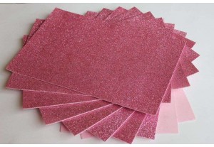 Глиттерный фоамиран EVA розовый 2мм, 20*30см, лист 