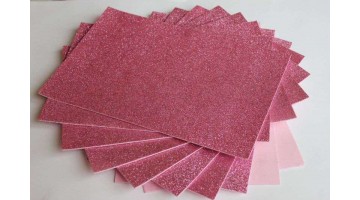 Глиттерный фоамиран EVA розовый 2мм, 20*30см, лист 