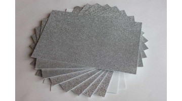 Глиттерный фоамиран EVA серебро 2мм, 20*30см, лист 