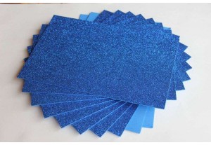 Глиттерный фоамиран EVA синий 2мм, 20*30см, лист 