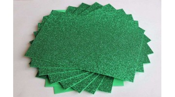 Глиттерный фоамиран EVA тёмно-зелёный 2мм, 20*30см, лист 