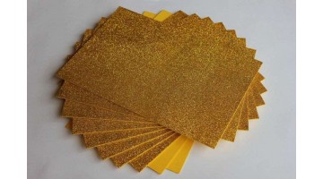 Глиттерный фоамиран EVA ярко-жёлтый 2мм, 20*30см, лист 
