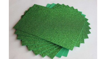 Глиттерный фоамиран EVA зелёный 2мм, 20*30см, лист 