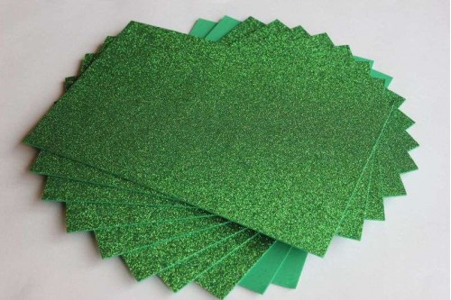 Глиттерный фоамиран EVA зелёный 2мм, 20*30см, лист 