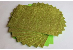 Глиттерный фоамиран EVA жёлто-салатовый 2мм, 20*30см, лист 