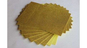 Глиттерный фоамиран EVA золото 2мм, 20*30см, лист 