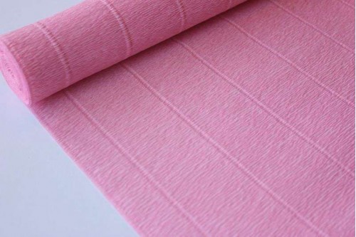Гофрированная бумага 569 бело-розовая, рулон