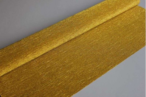 Гофрированная бумага металл 801 золотая, рулон