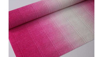 Гофрированная бумага переход 600/1 бело-малиновая, рулон