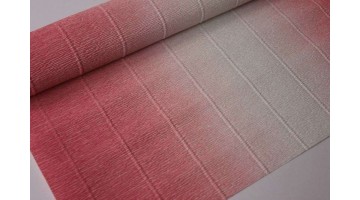 Гофрированная бумага переход 600/4 бело-розовая, рулон