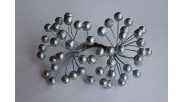 Ягоды глянцевые серебро 8мм, связка 40 шт