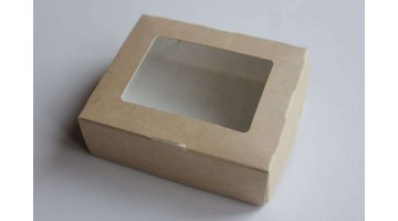 Крафт коробка с прозрачной крышкой 10*8*4, шт