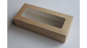 Крафт коробка с прозрачной крышкой 17*7*4, шт 