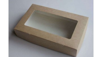 Крафт коробка с прозрачной крышкой 20*12*4, шт