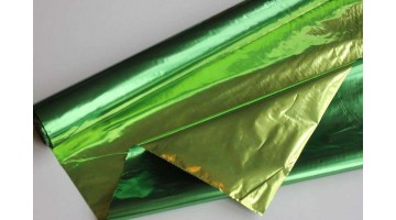 Полисилк металл. двусторонний зелёный-салатовый Р 100см, метр