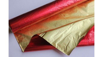 Полисилк металл. двусторонний золото-красный 100см, метр