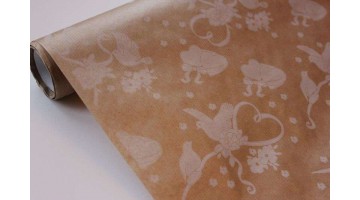 Крафт бумага Голуби с сердцами белая 40гр/м2 70см, рулон