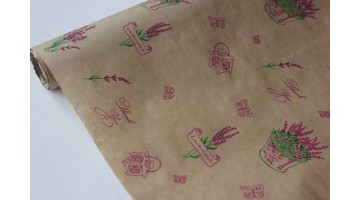 Крафт бумага Лаванда фуксия-салатовая 40гр/м2 70см, рулон