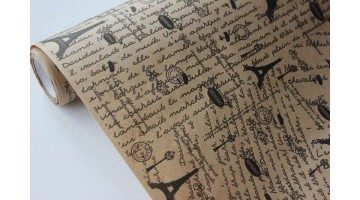 Крафт бумага Париж чёрная 70гр/м2 70см, рулон