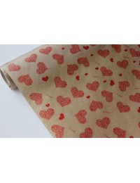 Крафт бумага Сердца Love is красная 40гр/м2 70см, рулон