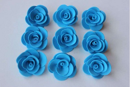 Цветы из фоамирана Роза тёмно-голубая 2,5см, 12 шт