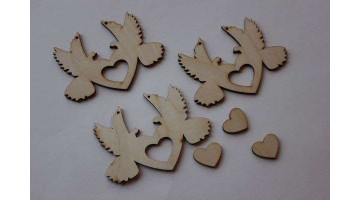 Заготовка из фанеры Сердце с голубями 10см, шт