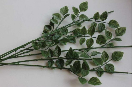 Искусственная зелень Стебель розы с пластиковыми листьями, шт