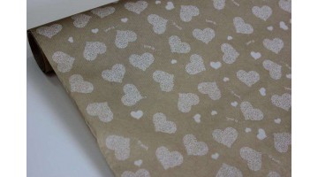 Крафт бумага Сердца Love is белая 40гр/м2 70см, рулон