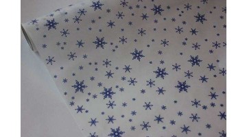 Крафт бумага Снежинки NEW синяя 40гр/м2 70см, рулон