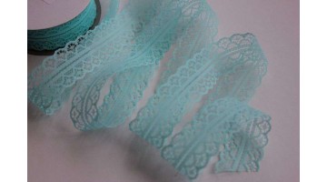 Кружево капрон бирюзовое, 30мм*13м 