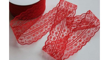 Кружево капрон красное, 45мм*13м 