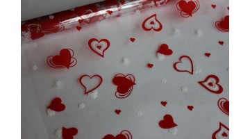 Плёнка с рисунком Валентин Сердца красные 70см х 8м, рулон