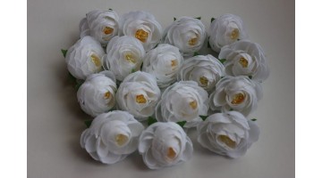 Искусственные цветы Бутон камелии белый ткань 35мм, шт