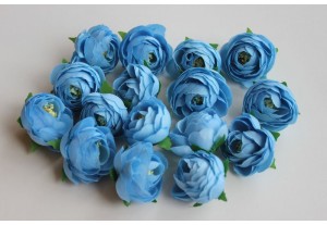 Искусственные цветы Бутон камелии голубой ткань 35мм, шт