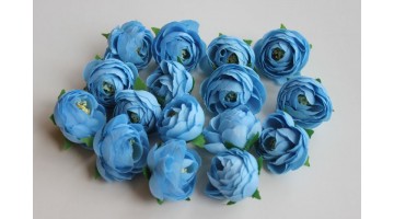 Искусственные цветы Бутон камелии голубой ткань 35мм, шт