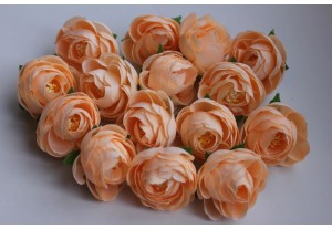 Искусственные цветы Бутон камелии персик ткань 35мм, шт