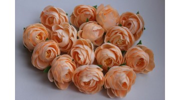 Искусственные цветы Бутон камелии персик ткань 35мм, шт