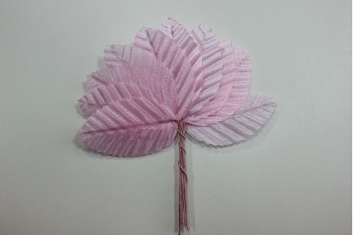 Листья тканевые на проволоке розовые, 5*3 см, 10 шт