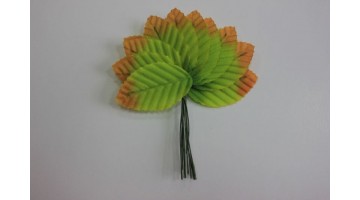 Листья тканевые на проволоке салатовые, 5*3 см, 10 шт