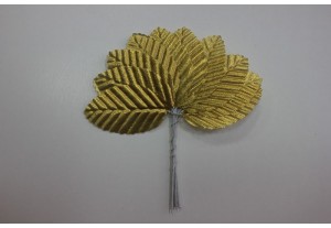 Листья тканевые на проволоке золото, 5*3 см, 10 шт