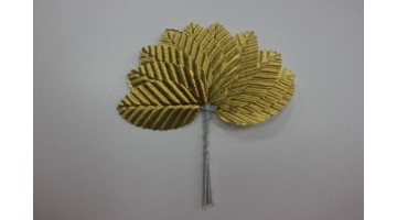 Листья тканевые на проволоке золото, 5*3 см, 10 шт