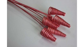 Ветка декоративная (curly cone) розовая 65см, шт
