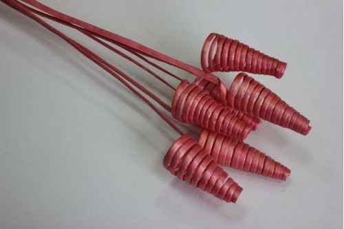 Ветка декоративная (curly cone) розовая 65см, шт